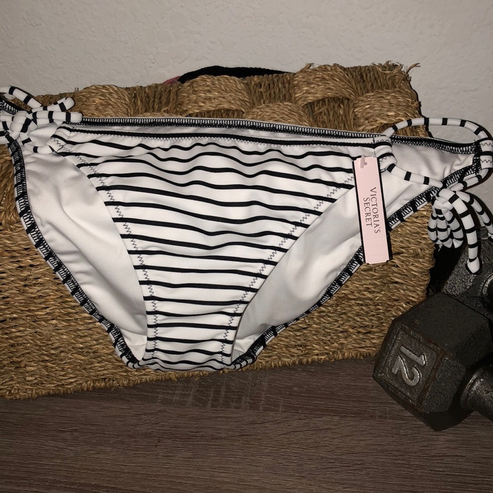 Victoria Secrets small Black white striped bikini